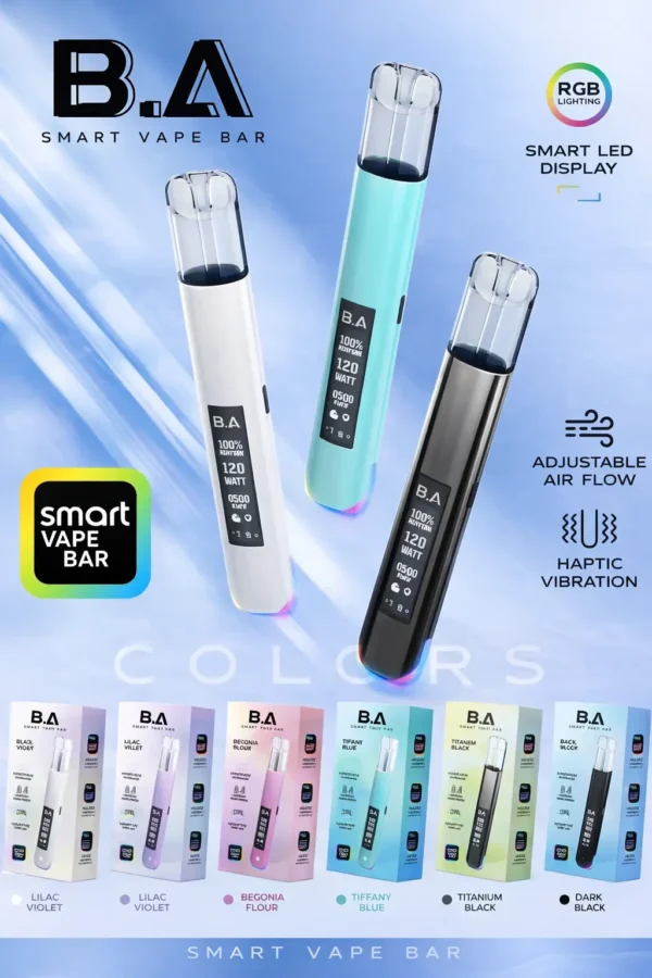 ba詳情頁照片 B.A Smart Vape Bar 一代電子煙主機|RGB燈效設計 電量顯示螢幕 Type-C快充 一代煙彈相容 台灣現貨